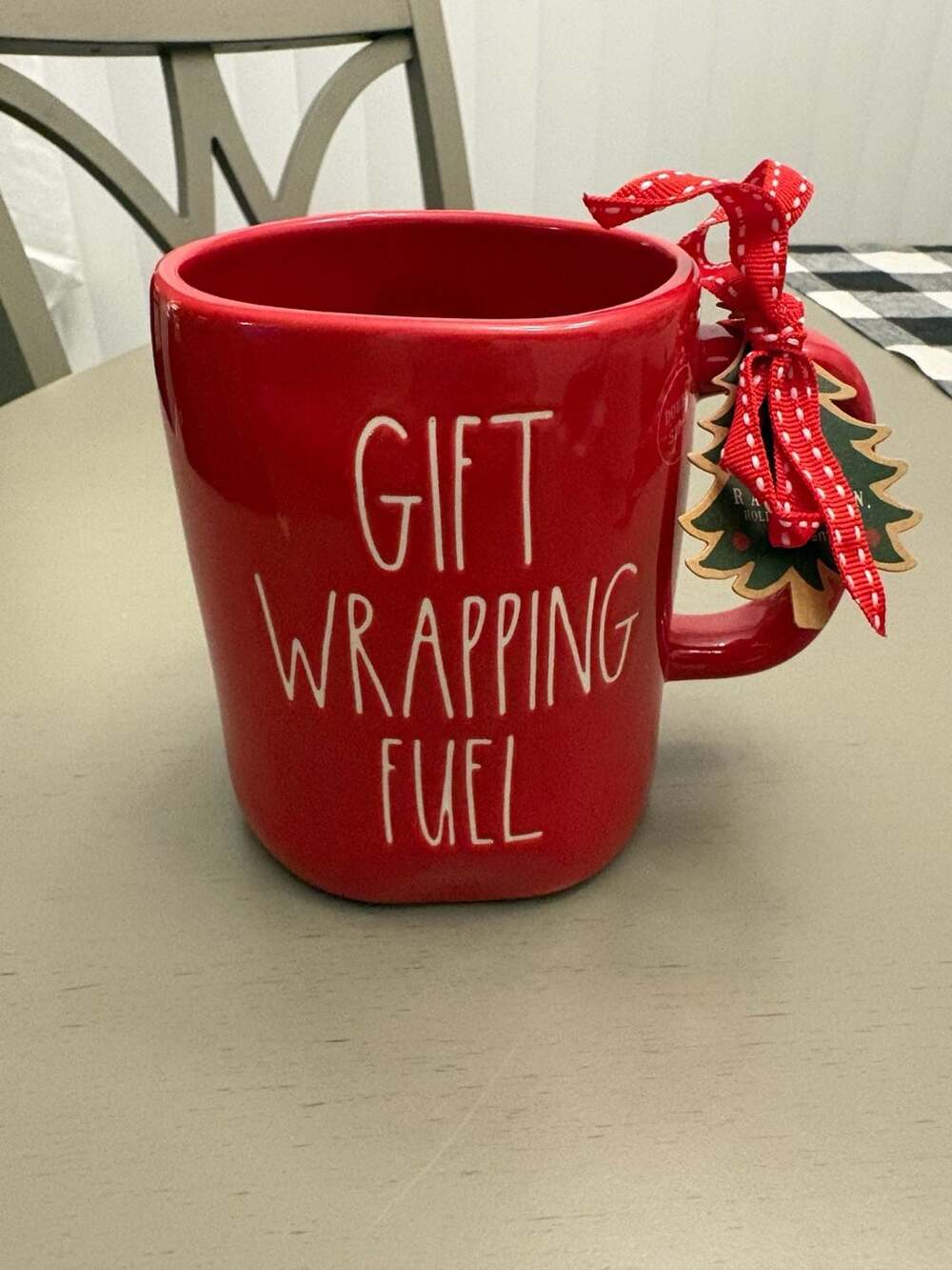 Rae Dunn Gift Wrapping Fuel Christmas Tree Mug Red Ceramic